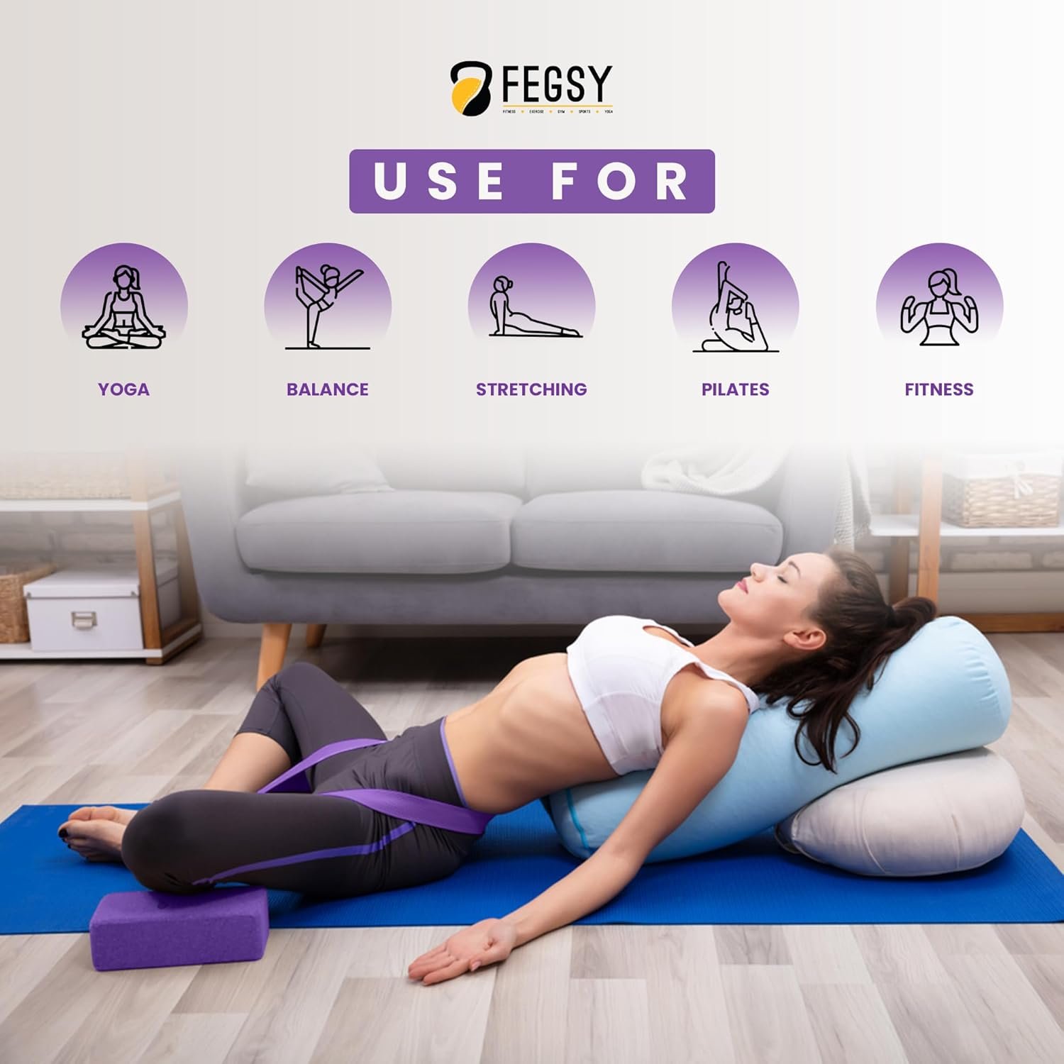 FEGSY Yoga Block Set with Strap