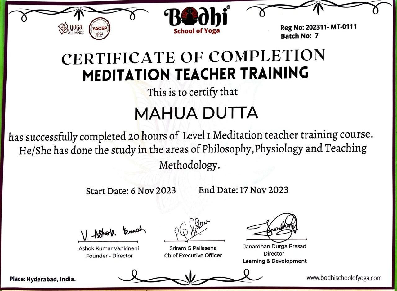 Meditation Certificate